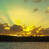 Buy canvas prints of  Golden rays sunrise seascape Australia by Geoff Childs