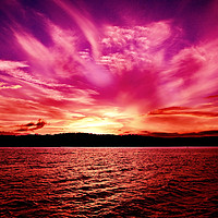 Buy canvas prints of Spectacular Pink Orange Violet Ocean Sunset. Austr by Geoff Childs