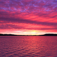 Buy canvas prints of Magenta coloured  Sunrise Seascape Panorama. by Geoff Childs