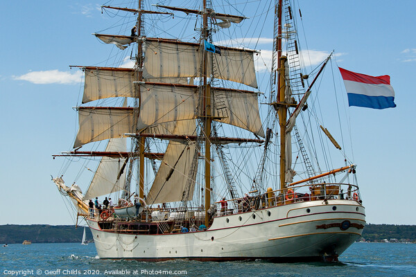 Tallship Bark Europa under sail. Picture Board by Geoff Childs