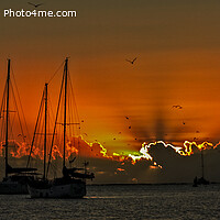 Buy canvas prints of Panoramic nautical cumulonimbus ocean Sunset. by Geoff Childs