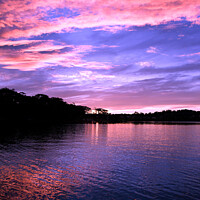 Buy canvas prints of Pink Sunset seascapes reflections, Gosford. by Geoff Childs
