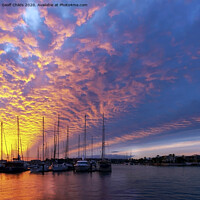 Buy canvas prints of  Golden cloud nautical sunset silhouettes.  by Geoff Childs