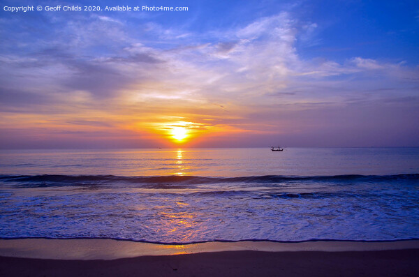 Golden sunrise surf reflections, Thailand. Picture Board by Geoff Childs