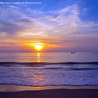 Buy canvas prints of Golden sunrise surf reflections, Thailand. by Geoff Childs