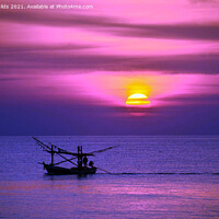 Buy canvas prints of  Seascape with fishing boat, Thailand. by Geoff Childs