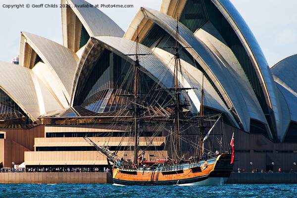 Tall Ship Endeavour and Sydney Opera House. Picture Board by Geoff Childs