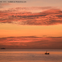 Buy canvas prints of Orange tropical sunrise seascape. Thailand. by Geoff Childs