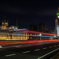 Buy canvas prints of London bus across Westminster Bridge by Joanna Pinder
