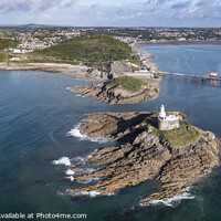 Buy canvas prints of Mumbles Lighthouse, annd the Gower Coast. by Chris North