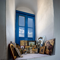 Buy canvas prints of Religious icons in Saint Georges church, Platis Gialos, Sifnos. by Chris North