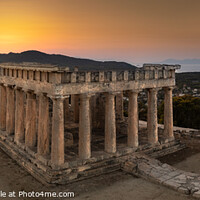 Buy canvas prints of The Temple of Aphaia at sunset. by Chris North