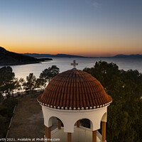 Buy canvas prints of Church of Agios Sozon at Sunset. by Chris North