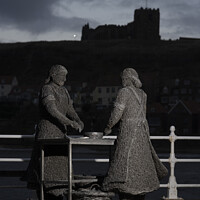 Buy canvas prints of The Whitby Herring girls statue. by Chris North