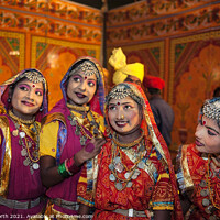 Buy canvas prints of Dances in traditional costume at the Camel fair Jaisalmer. by Chris North