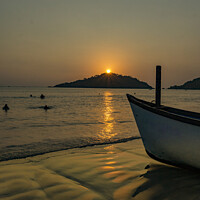 Buy canvas prints of Palolem Beach at Sunset, Goa. by Chris North