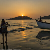 Buy canvas prints of Palolem Beach  Sunset, Goa. by Chris North
