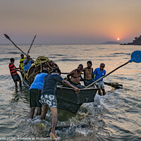 Buy canvas prints of Night fishermen of Palolem Beach, Goa. by Chris North