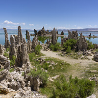 Buy canvas prints of Natural lava sculptures on lake Mono by Chris North