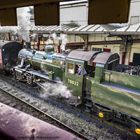 Buy canvas prints of Steam engine shunting, Worth Valley Railway station. by Chris North