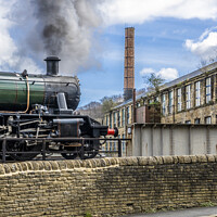 Buy canvas prints of Steam engine departing Keighley station. by Chris North