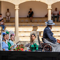 Buy canvas prints of The Spanish ladies at Ronda Goya festival. by Chris North