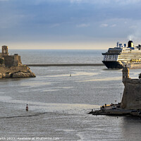 Buy canvas prints of Cruise ship enters The Grand Harbour Valletta, Malta. by Chris North
