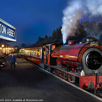 Buy canvas prints of Embsay railway station at dusk. by Chris North