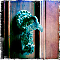 Buy canvas prints of Mermaid door knocker. by Chris North