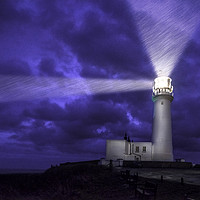 Buy canvas prints of Flambrough Head Lighthouse, a dark and stormy nigh by Chris North