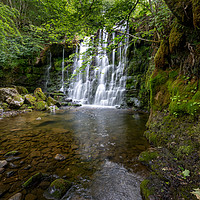 Buy canvas prints of Waterfall above Hebden Village. by Chris North