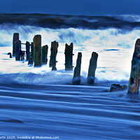 Buy canvas prints of Groynes at Sandsend near Whitby by Chris North