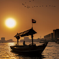 Buy canvas prints of Dubai creek at sunset. by Chris North