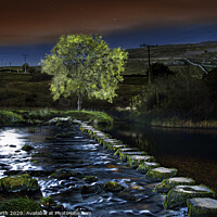 Buy canvas prints of Stepping stones by Beezley Farm over the river Doe. by Chris North