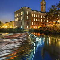 Buy canvas prints of Salts Mill and weir. by Chris North