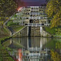 Buy canvas prints of Bingley Five Rise Locks, Bingley.  by Chris North