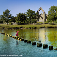 Buy canvas prints of The stepping stones at Bolton Abbey, Yorkshire. by Chris North