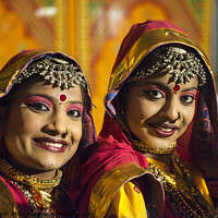 Buy canvas prints of Dances in traditional costume at the Camel fair Jaisalmer by Chris North