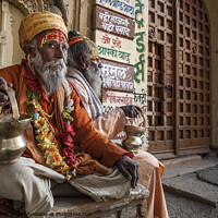 Buy canvas prints of Jaisalmer Fort, religious devotees. by Chris North