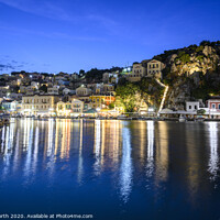 Buy canvas prints of Symi Harbour at night by Chris North