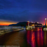 Buy canvas prints of Whitby harbour sunrise. by Chris North