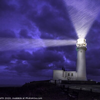 Buy canvas prints of Flamborough Lighthouse, a dark and stormy night. by Chris North