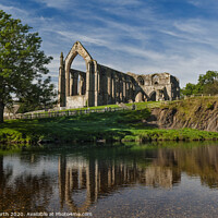 Buy canvas prints of Bolton Abbey and the river Wharfe. by Chris North