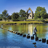 Buy canvas prints of The stepping stones at Bolton Abbey.. by Chris North