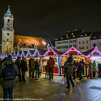 Buy canvas prints of Christmas market in Bratislava, Slovakia. by Chris North