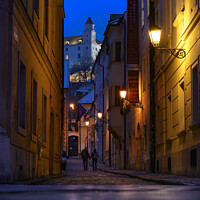 Buy canvas prints of Bratislava old town at night. by Chris North