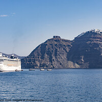 Buy canvas prints of Cruise liner at anchor in Santorini Bay. by Chris North