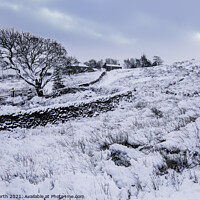 Buy canvas prints of Farmhouse on Ilkley Moor in winter. by Chris North
