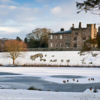Buy canvas prints of Ripley Castle in the snow. by Chris North
