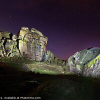 Buy canvas prints of Last light  at the cow and calf rocks, Ilkley, Yorkshire. by Chris North